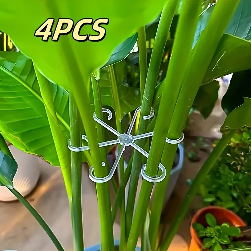 4-piece Set of Plant Stem Support Clips, Horticultural Plant Turtle Back Bamboo Support Fixator, Hydroponic Tree Branch Fixation