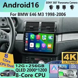 Android 16 Car Radio For BMW E46 M3 1998-2006 Multimedia Video Player 2Din 4G WIFI GPS Navigation Carplay Head unit 360 Camera