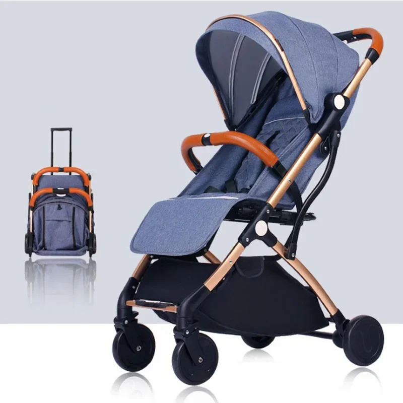 Leve Carrinho De Viagem Dobrável para Recém-nascido, Carrinho De Bebê Ajustável, Quatro Rodas, Alta Paisagem, Two-Way Seat, Boardable