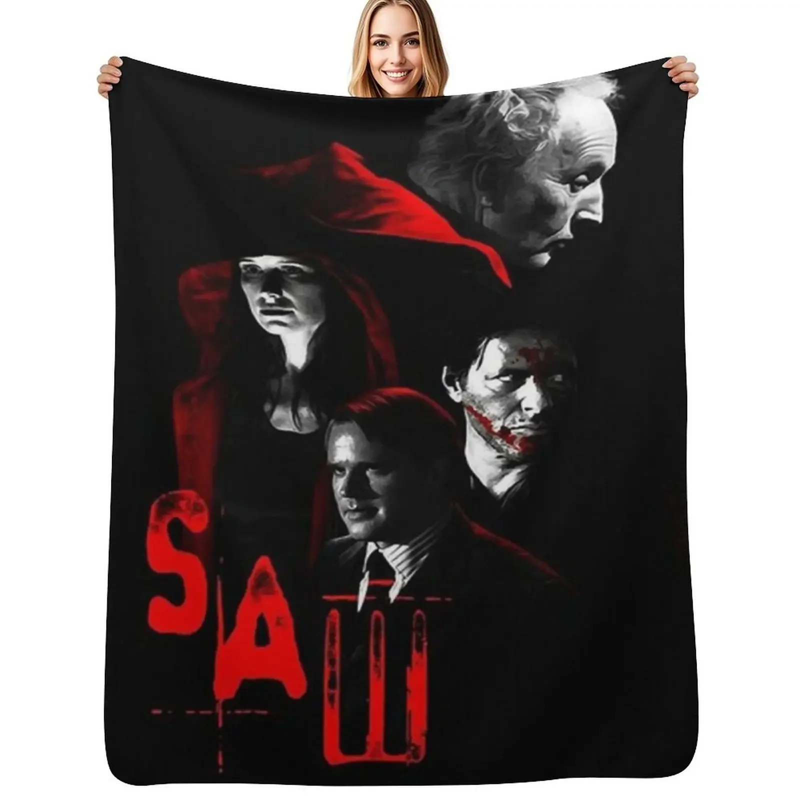 

saw movie poster Throw Blanket Bed Kid'S christmas gifts Blanket