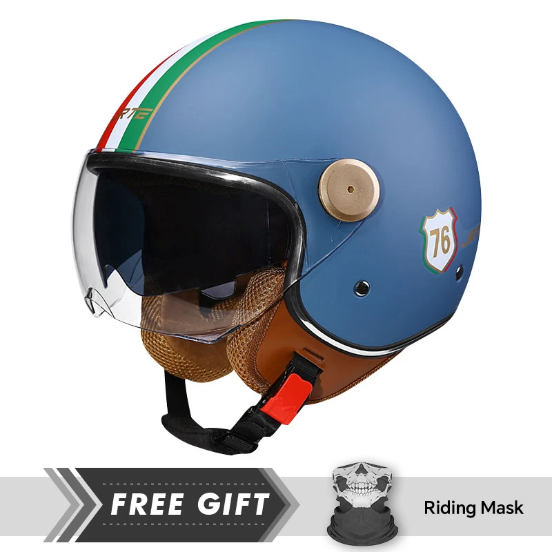 

Men Women Open Face Motorcycle Helmet 3/4 Open Half Helmet Retro Jet Helmet Electric Bike Scooter ABS Shell DOT Four Seasons