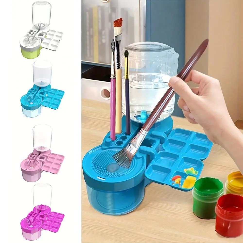 Limpiador de Pinceles 6 en 1 con Diseño de Soporte para Pinceles, Circulación de Agua Mejorada, Limpiador de Pinceles para Pigmentos a Base de Agua