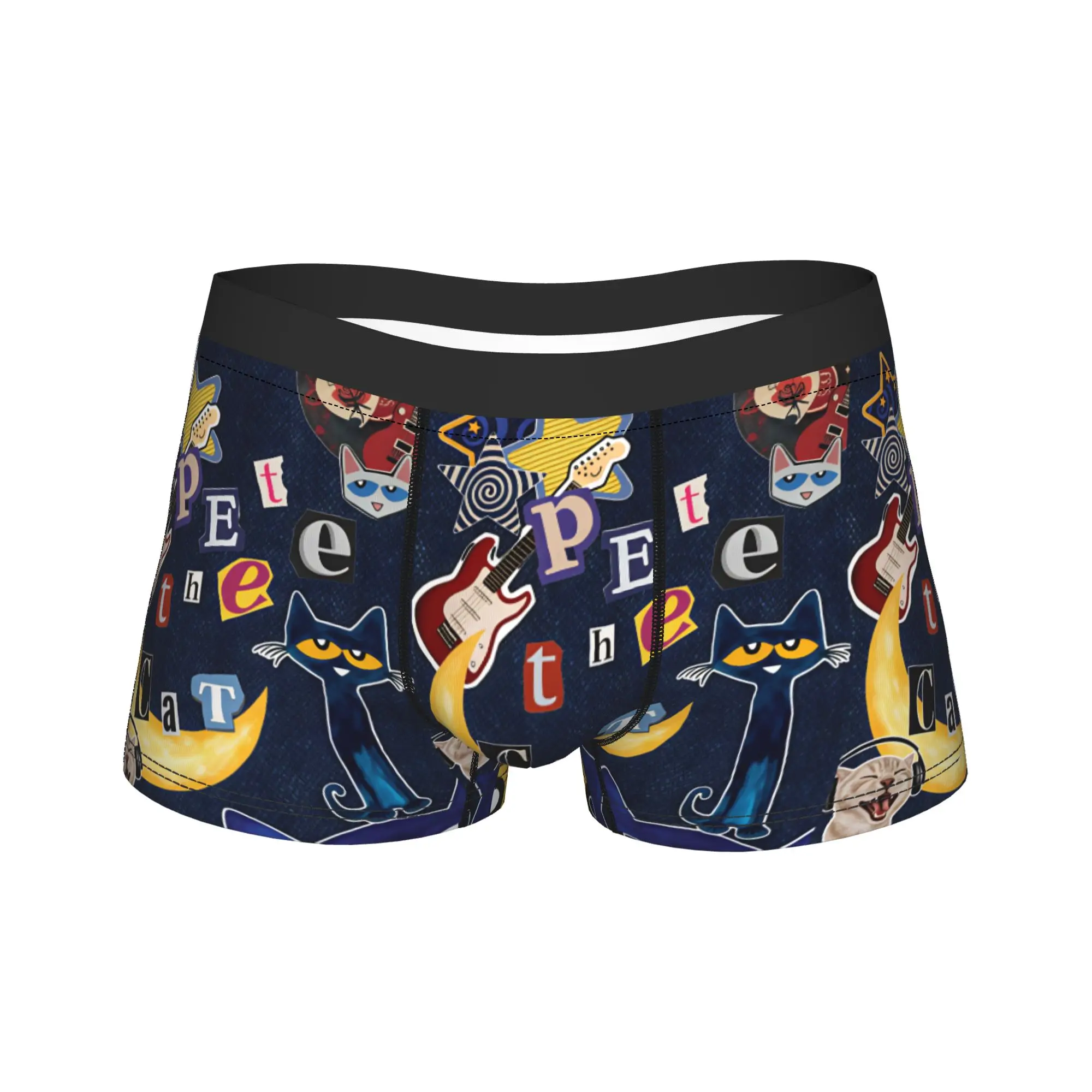 Pete the Cat I Love My White Shoes Underwear Classic Underpants Custom DIY Shorts Briefs For Male 3D Pouch Plus Size Boxershorts