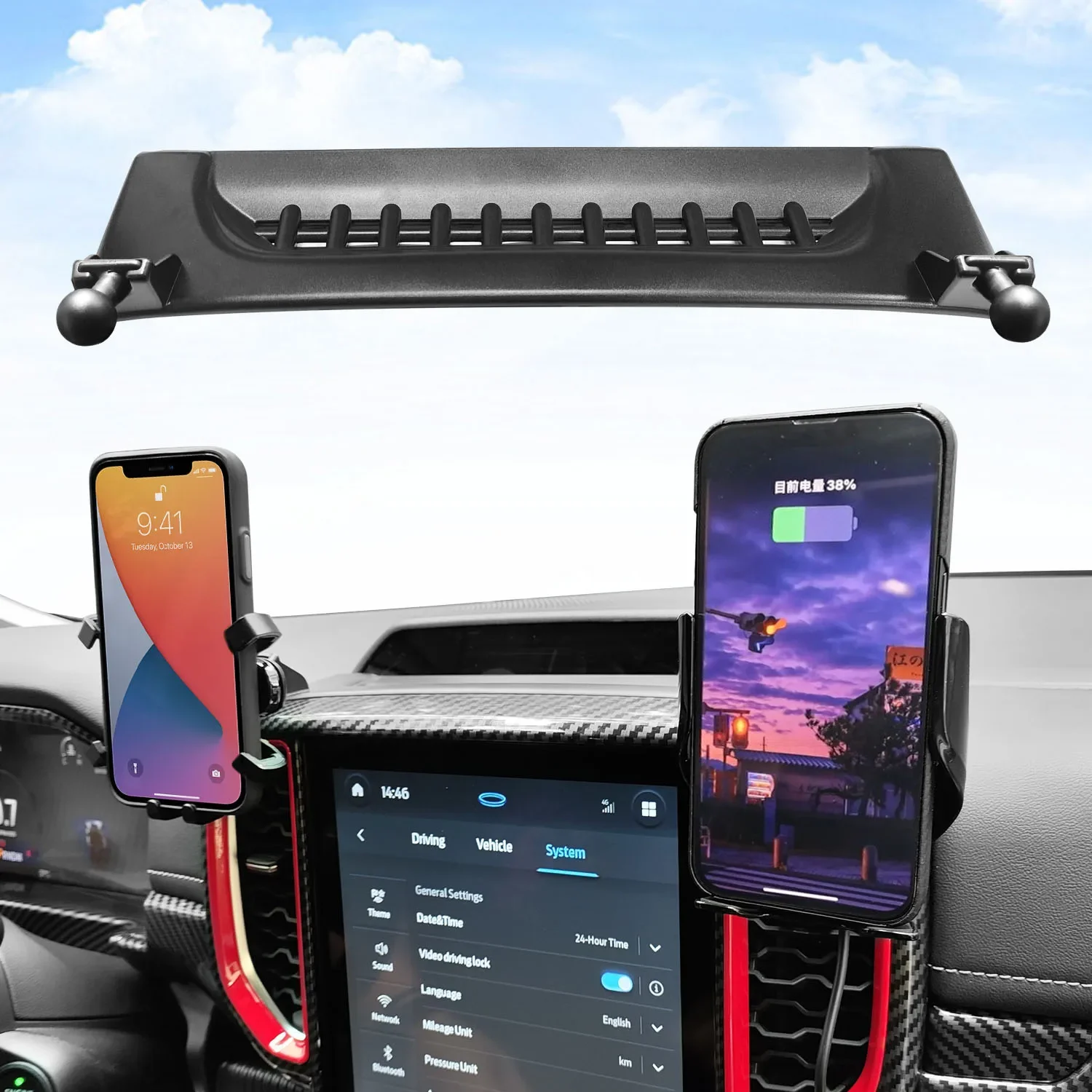 Fit for Ford Ranger Everest 2024 2025 Truck Accessories Car Phone Holder Dashboard Mobile Cell Support Bracket Car Phone Holder