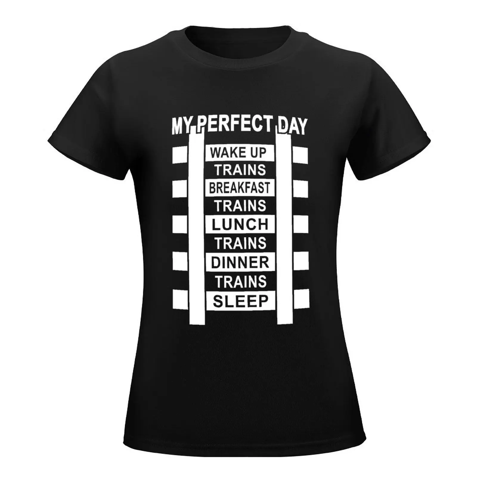 Funny Railroad Locomotive Train Lover Gift 'My Perfect Day' Trains T-Shirt shirts graphic tees hippie clothes T-shirts for Women