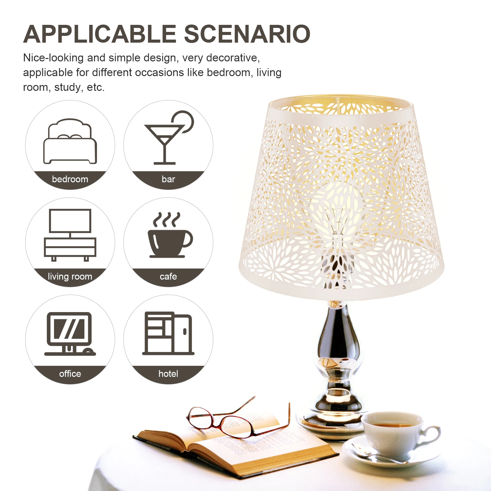 

Creative Metal Lampshade E27 Interface White Gold Pattern Bedroom Household Decor Iron Mesh Design Pendant Light Cover
