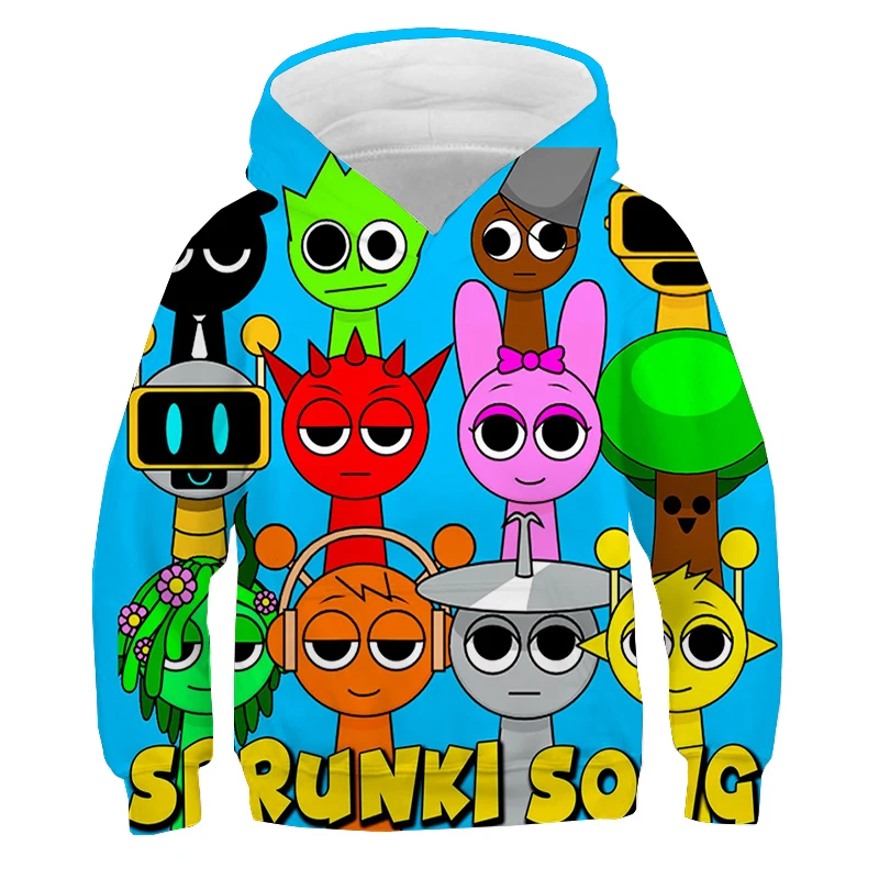 

Sprunki Hoodie Fashion Children 3D Printed Hooded Sweatshirts Incredibox Game Hoody Pullover Kids Sprunki Clothes Cartoon Tops