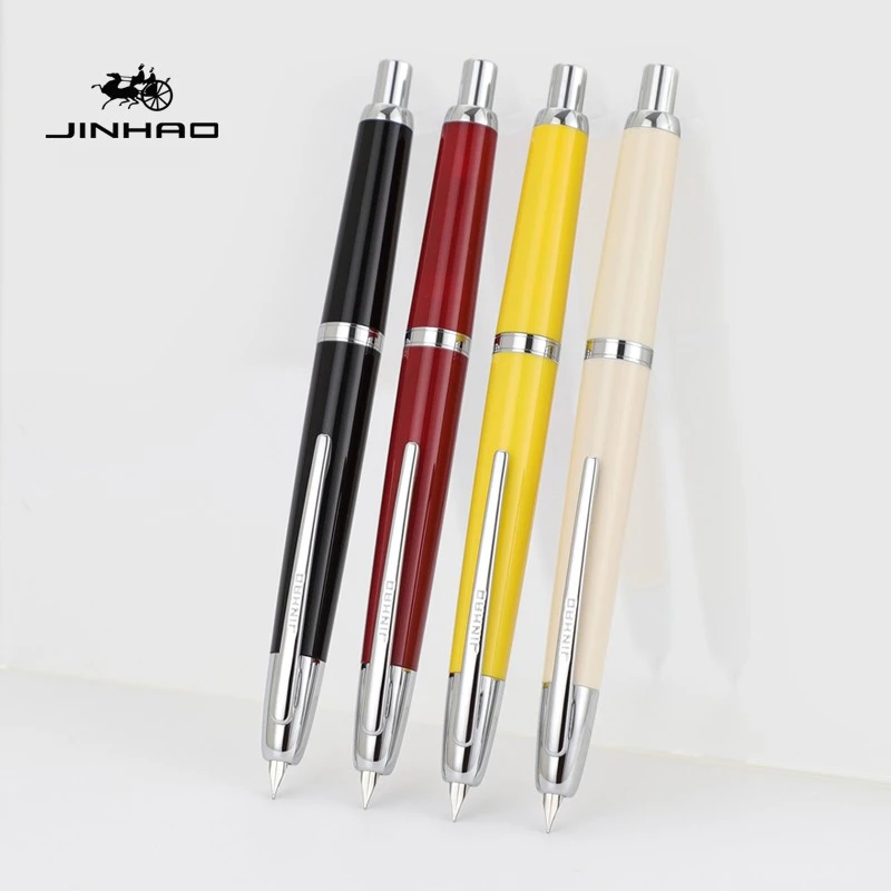 

JINHAO 20 Press Fountain Pen PK 10 A1 Retractable EF/F Nib Plastic With Clip Writing Ink Converter Stationery School Supplies