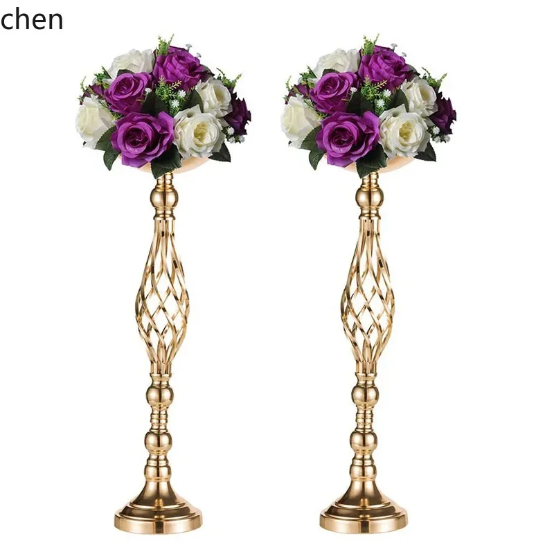 

D20- gold iron electroplated twisted candlestick wedding banquet hall decoration flower stand