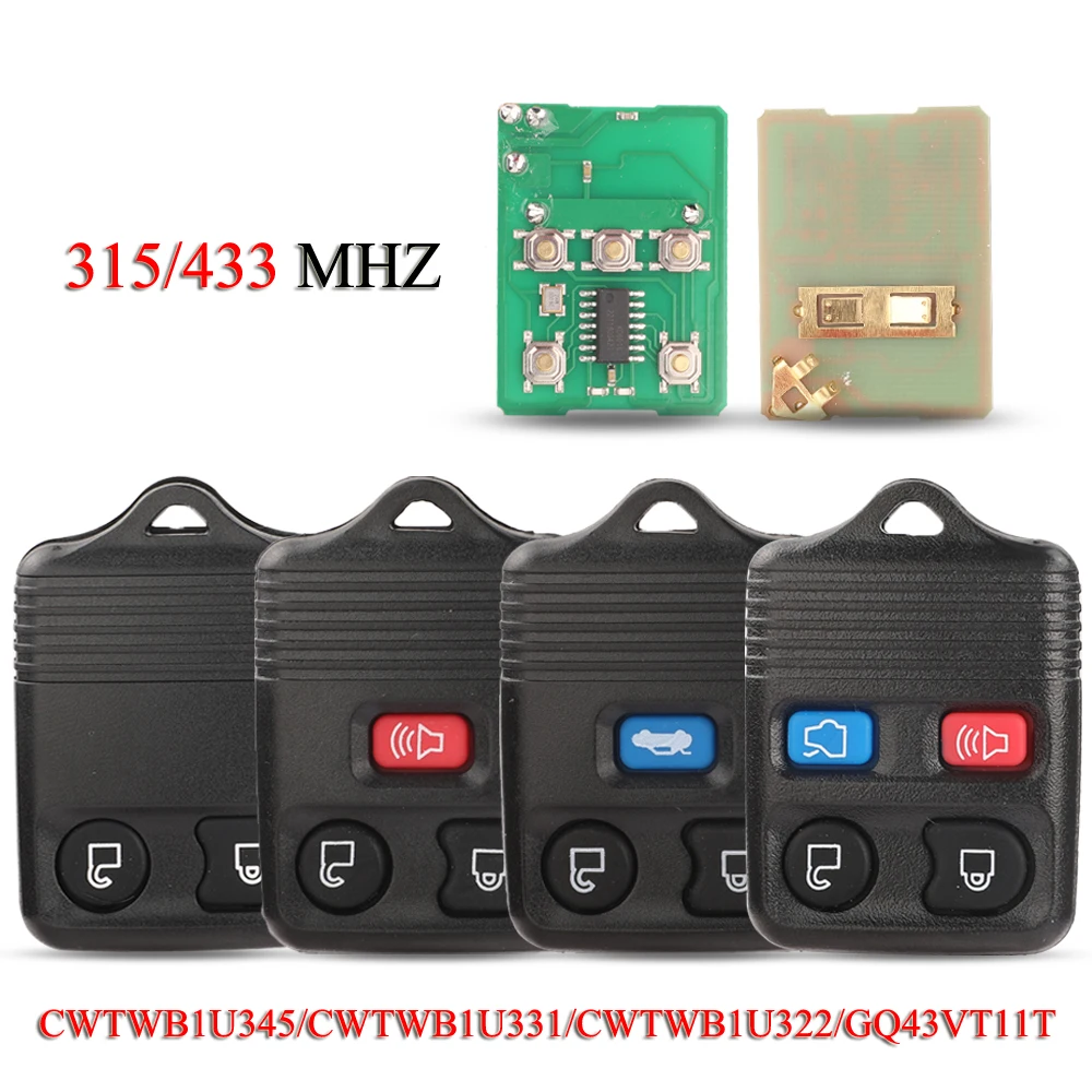 

jingyuqin 10 шт./лот, дистанционный ключ для автомобиля Ford Edge, Escape, Explorer, Windstar, для Mazda, Lincoln, 3/4 кнопки, 315/433 МГц, CWTWB1U345