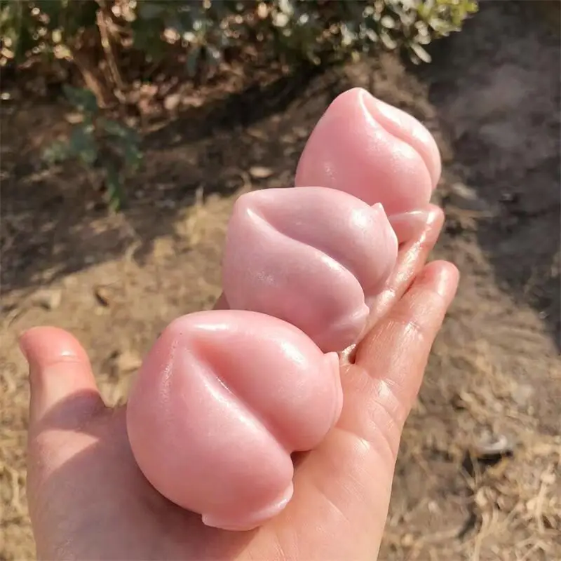 Natural Pink Opal Peach Carving Lovely Cartoon Room Decor Children Popular Gifts Mineral Sculpt 1pcs