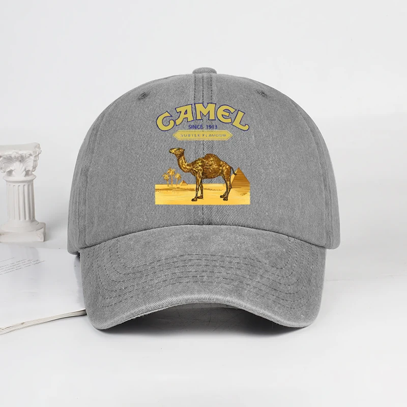 Vintage-Baseballkappe mit „Camel“-Wüstenszenen-Print – verstellbare Unisex-Vintage-Kappe für Outdoor-Wanderungen und Bergsteigen