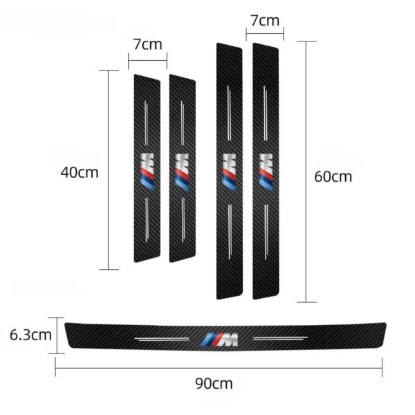 5Pcs Car Door Sill Scuff Plate Decor Carbon Fiber Stickers For BMW M X3 X4 X5 X6 X7 E34 E36 E39 E46 E53 E60 E61 E62 E70 E87