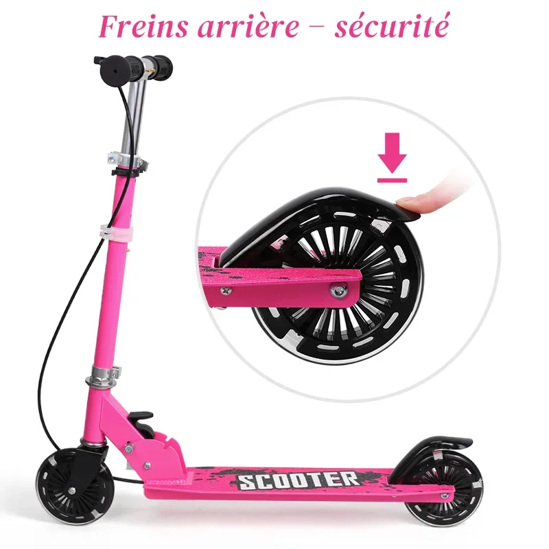 Foldable Scooter Aluminum Alloy 2-8 Year Old Hand Brake Style Foot Pedal Two Wheel Student Scooter Aluminum Alloy LED light