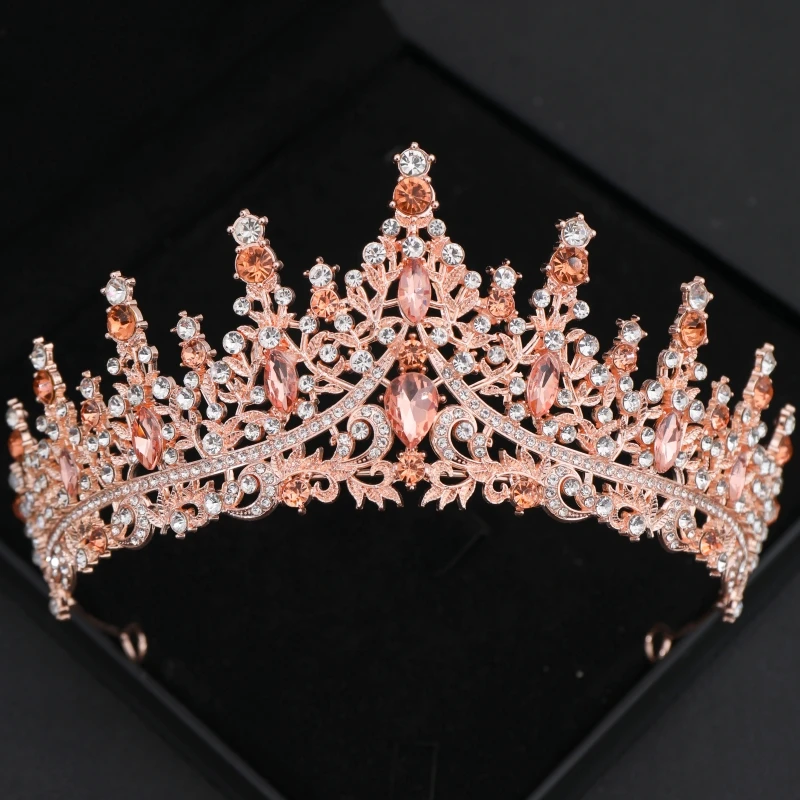 Barok Kristal Tiara 'S En Kronen Strass Prom Diadeem Kroon Voor Vrouwen Bruids Bruiloft Haaraccessoires Sieraden Kroon Tiara