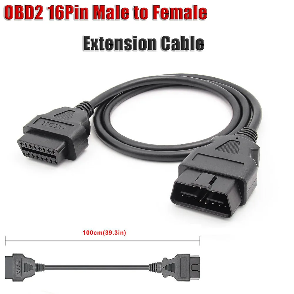 

OBD2 16Pin Male to Female Extension Cable for Most OBDII Code Scanner 1m Car OBD Extension Cord Connector 16PIN Supports ELM327