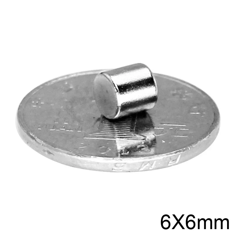 Imanes redondos de 6x6mm, 6mm x 6mm para refrigeradores domésticos, oficinas DIY, imanes potentes de 6x6mm D 6*6mm