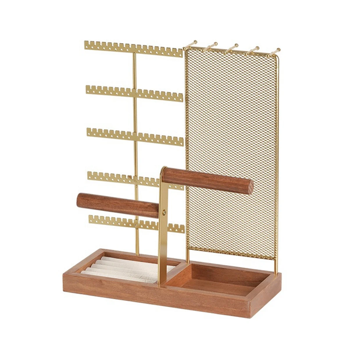 Double Axis Jewelry Rack Removable Solid Wooden Base Ring Organizer Tray Earring Jewelry Stand