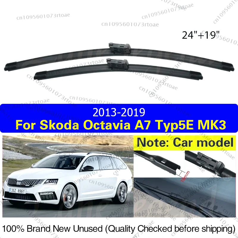 

2PCS For Skoda Octavia A7 Typ5E MK3 2013 - 2019 24"+19" Front Wiper Blades Windshield Windscreen Window Rain Brush Accessories