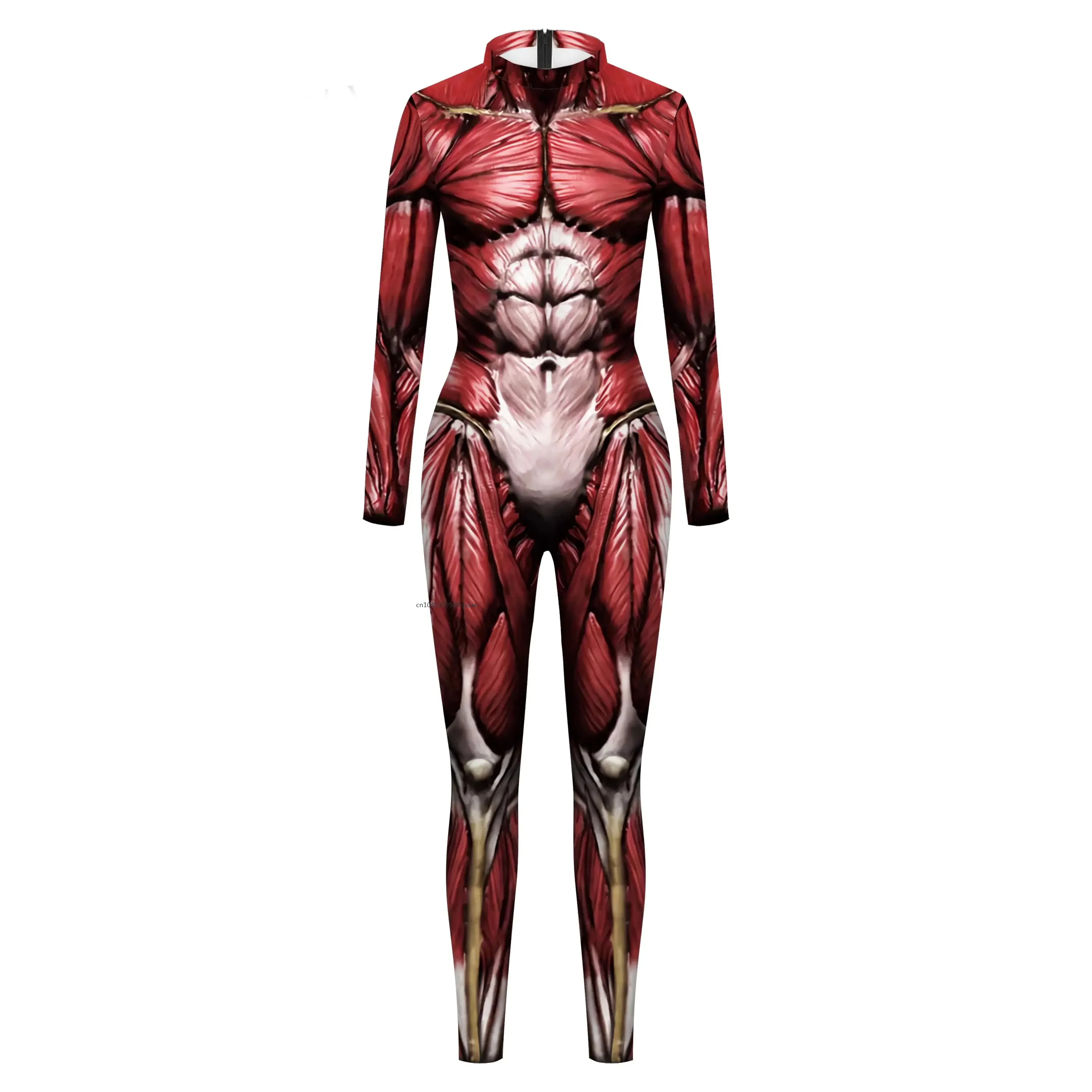 Costume Cosplay Purim Muscle 3D Print tute maschili a maniche lunghe Halloween Carnival Performance Zentai Catsuit body Outfit