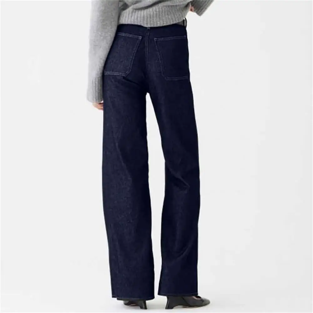 

Женские джинсы с эффектом ягодиц, стильные женские джинсы с широкими штанинами и высокой талией, с несколькими карманами, Повседневная Уличная одежда, джинсовые брюки для A