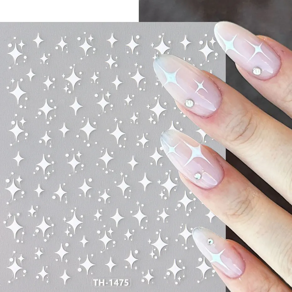 2pcs Cartoon White Bowknot Slider Mini Lace Ribbon Bow Butterfly Nail Stickers Lovely Japan Style Star Dot Charms Manicure Decor