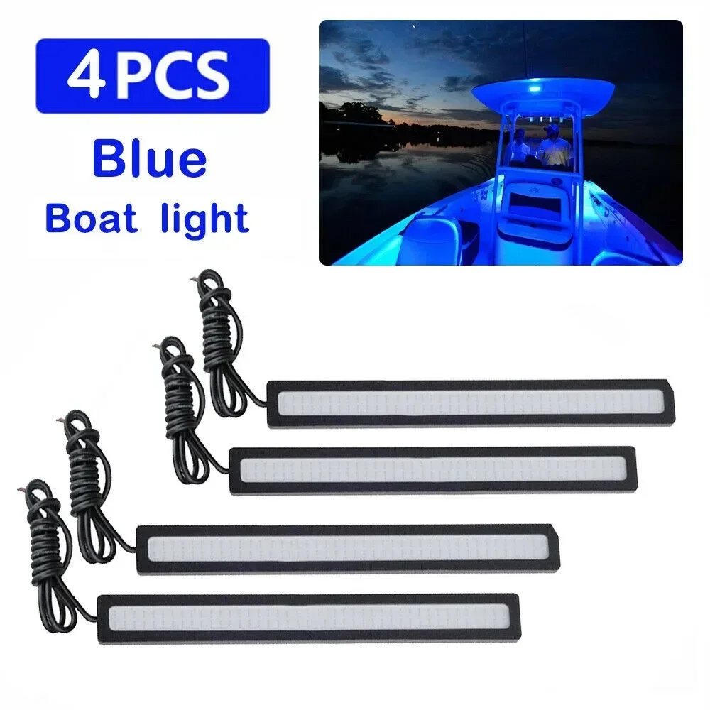 4PCS 6.7 Inch Blue LED Boat Light Marine Grade Large Super Bright DC 12V Volt Blue LED Courtesy Lights NEW