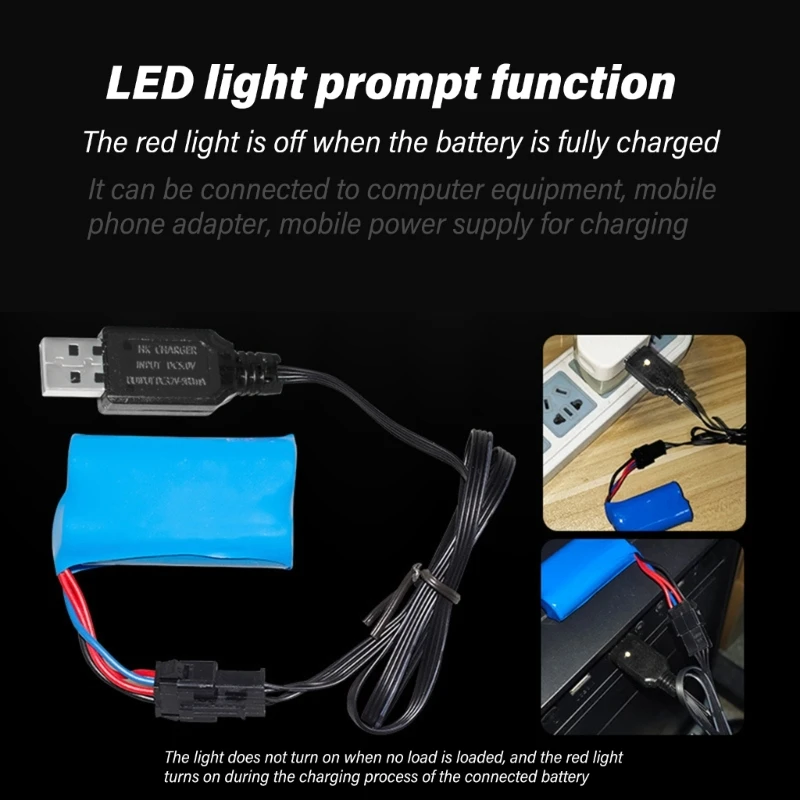 Fast Speed 7.4V Lithium Battery Charging, USB Charging Cable for Remote Controls Car with SM4P Reverse Plug Drop Shipping