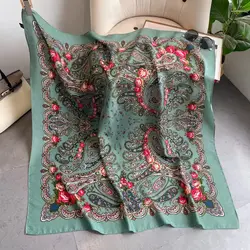 110*110cm sciarpa russa da donna stampata floreale Hijab fasce scialli di lusso di grandi dimensioni Bandana quadrata fazzoletto Babushka velo