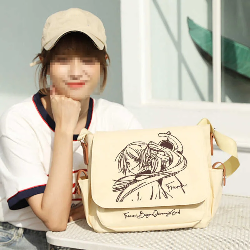 Anime Sousou No Frieren: Beyond Journey's End Men Women Shoulder Bag Cosplay Cartoon Schoolbag Oxford Cross Body Messenger Bag