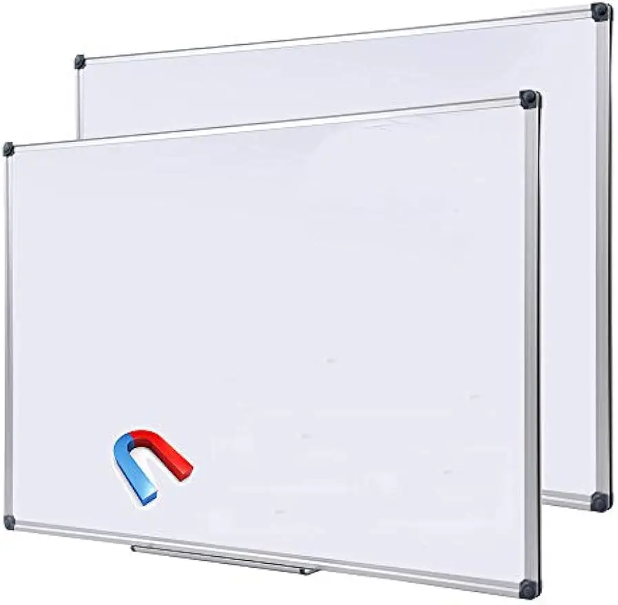 

2-Pack Large Magnetic Dry Erase Board with Removable Marker Tray, Wall-Mounted for Home Office Classroom