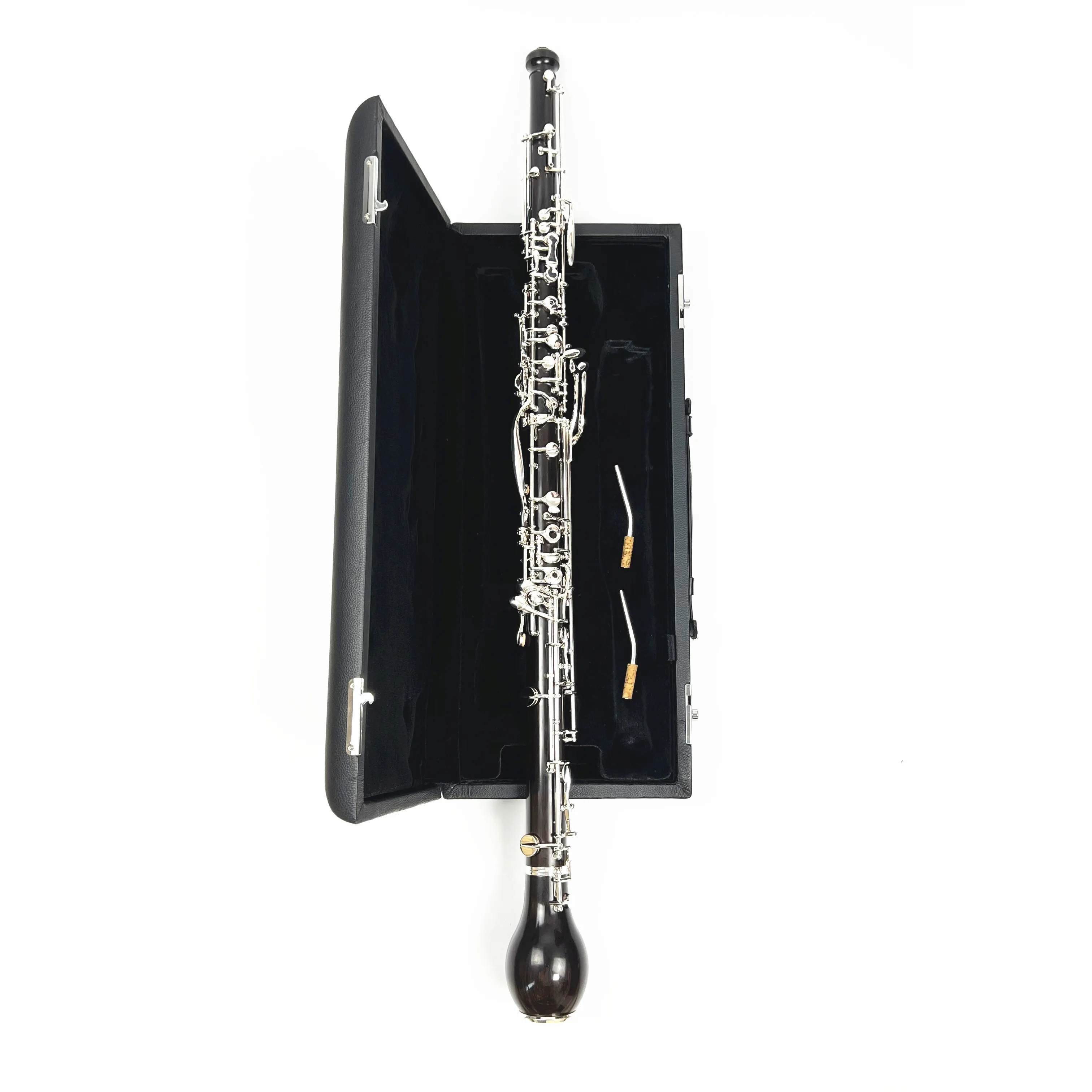 Professional English Horn ebony wood Alto Oboe F Key Silver plated Keys Woodwind cloth plush velvet lined with Gloves Case