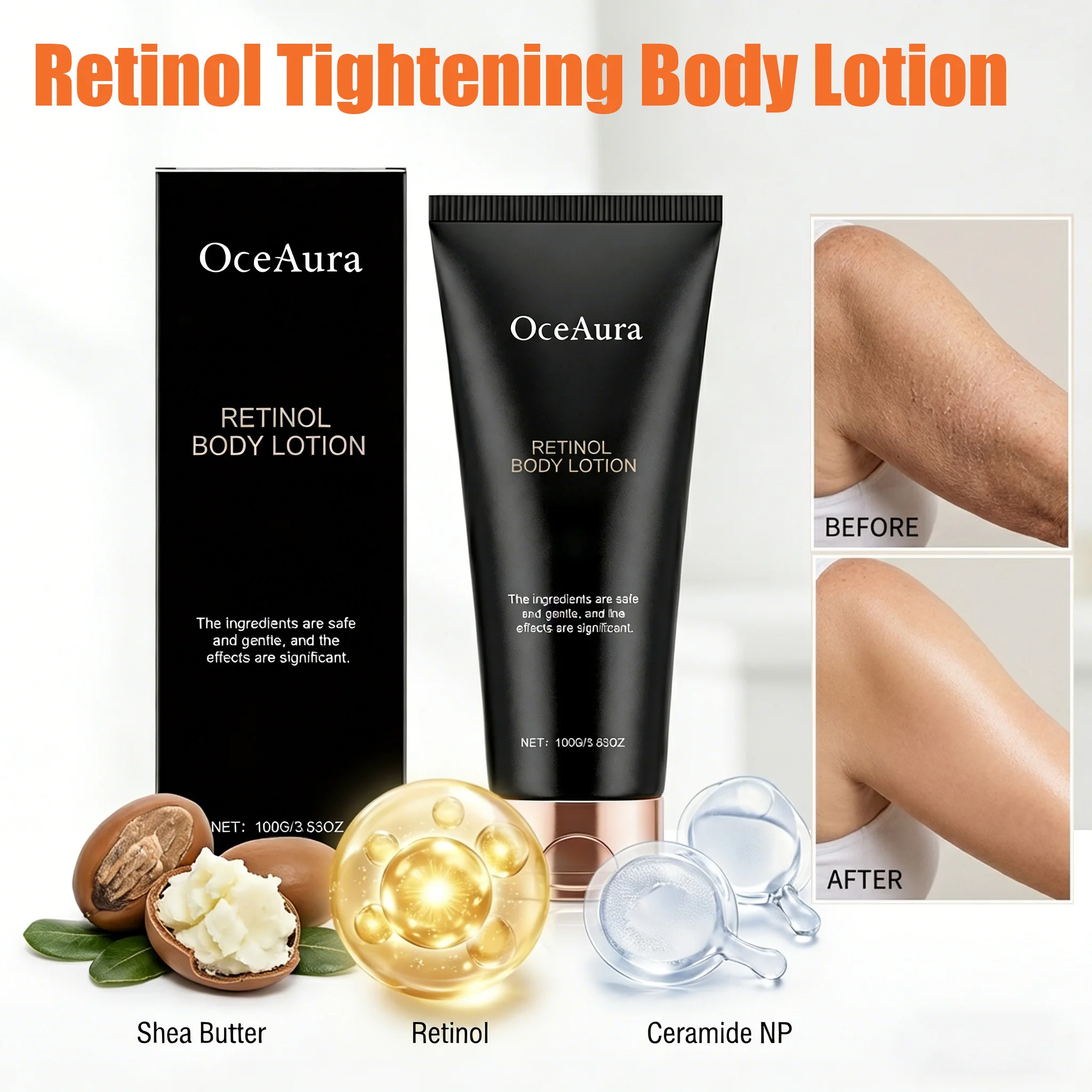Retinol Body Lotion Anti Aging Firming Hydrating Brightening Increase Elasticity Softening Moisturizer for Dry Skin Body Cream
