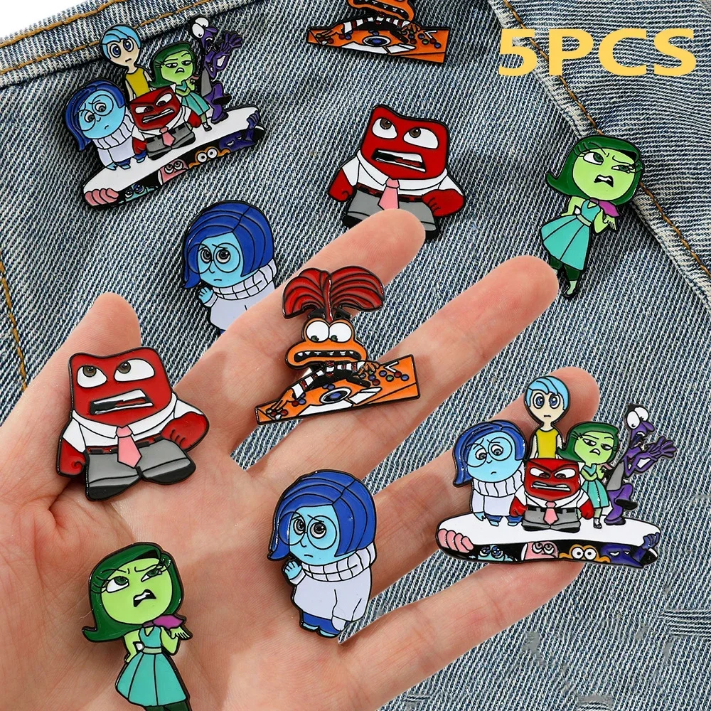 Inside Out 2 bros Disney kartun pin Enamel bros modis kerah Lapel Denim lencana anak Wanita Pria Perhiasan mode mainan Kawaii