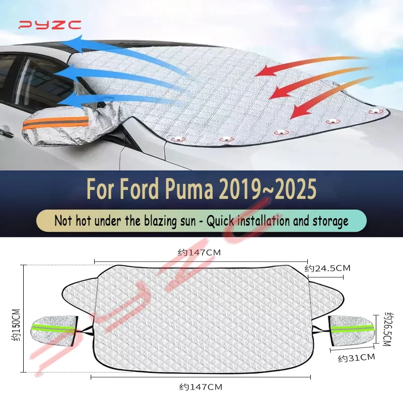 Accesorios para Auto Ford Puma 2019~2025 2024 2023, Protector Solar de Algodón para Parabrisas, Anti-Nieve, Anti-Viento, Anti-Hielo