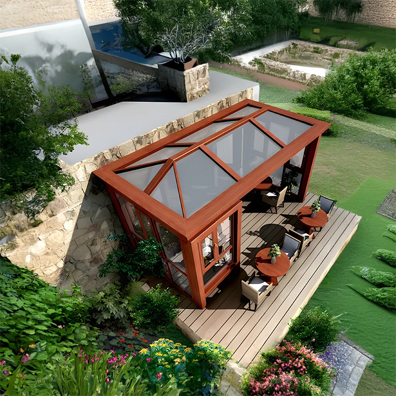 حاويات شمسية مرفقة على الحائط أو قائمة بذاتها للفصول الأربعة، هيكل زجاجي جاهز لغرفة الشمس في الفناء الخلفي والشرفة #3