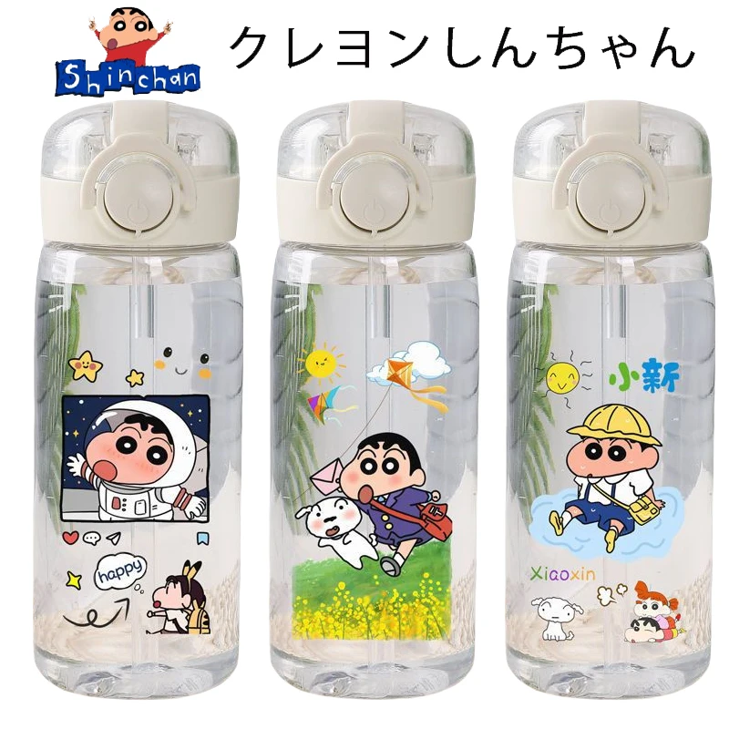 Krijt Shin-Chan Cup Clear Merk Hoge Kwaliteit Waterfles Outdoor Sport Lek Proof Plastic School Waterfles Voor Kinderen 400Ml