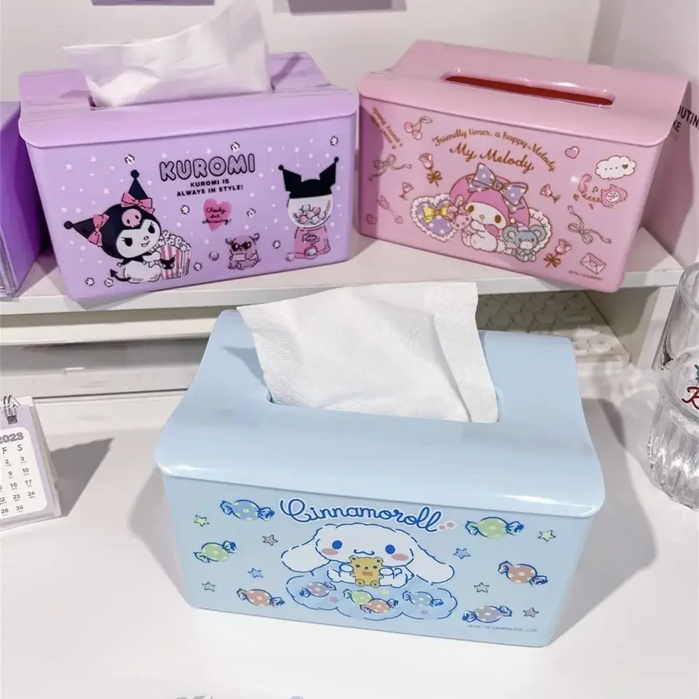 

Sanrio Kawaii My Melody Dormitory Tissue Box Kuromi Cinnamoroll Anime Cartoon Sweet Exquisite Home Multi-functional Storage Box