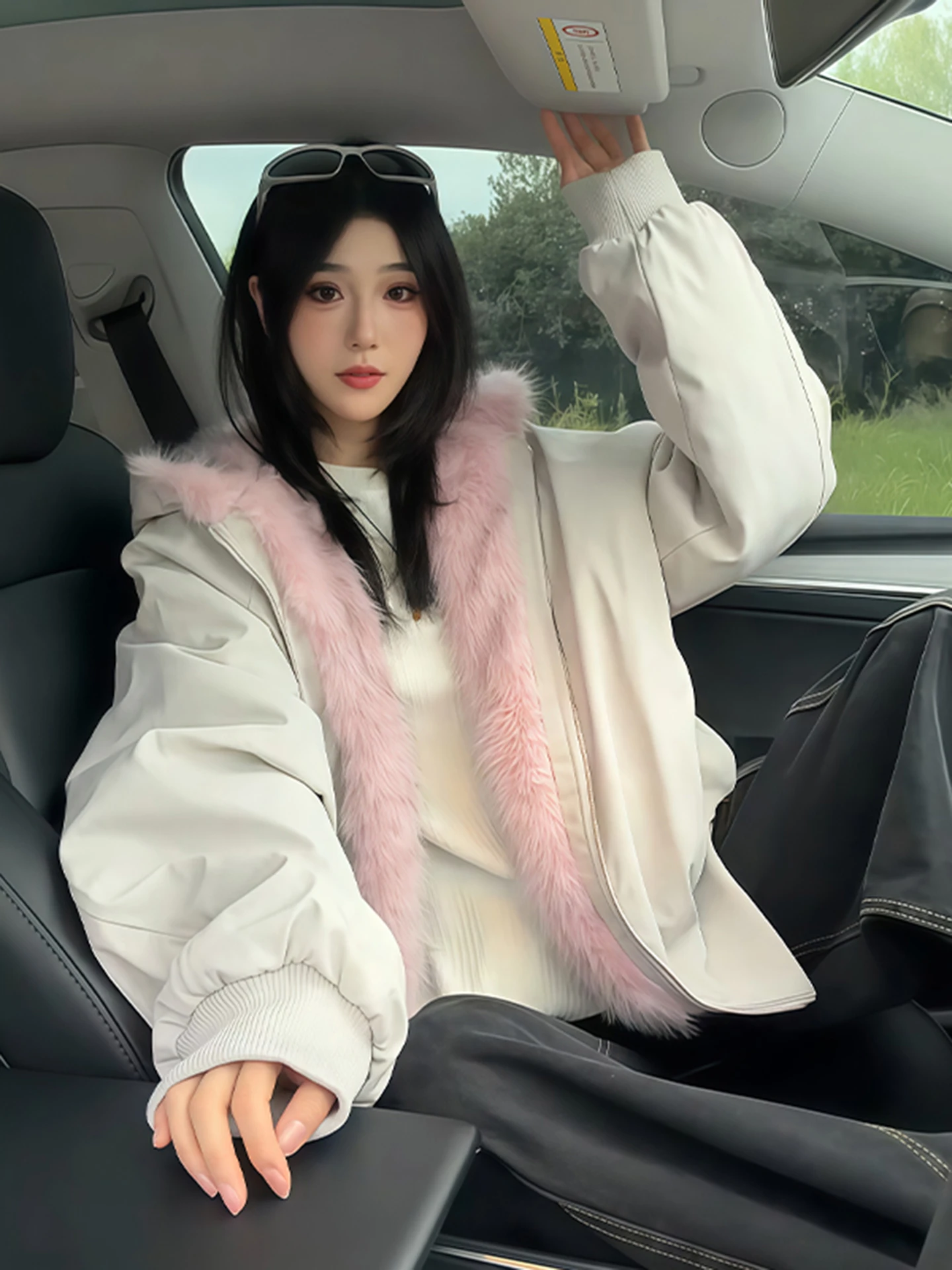 

Розовая хлопковая куртка с меховым воротником и капюшоном, утепленная, не объемная, для пар, зимняя верхняя одежда, приталенный крой, длинный рукав, молодежная мода