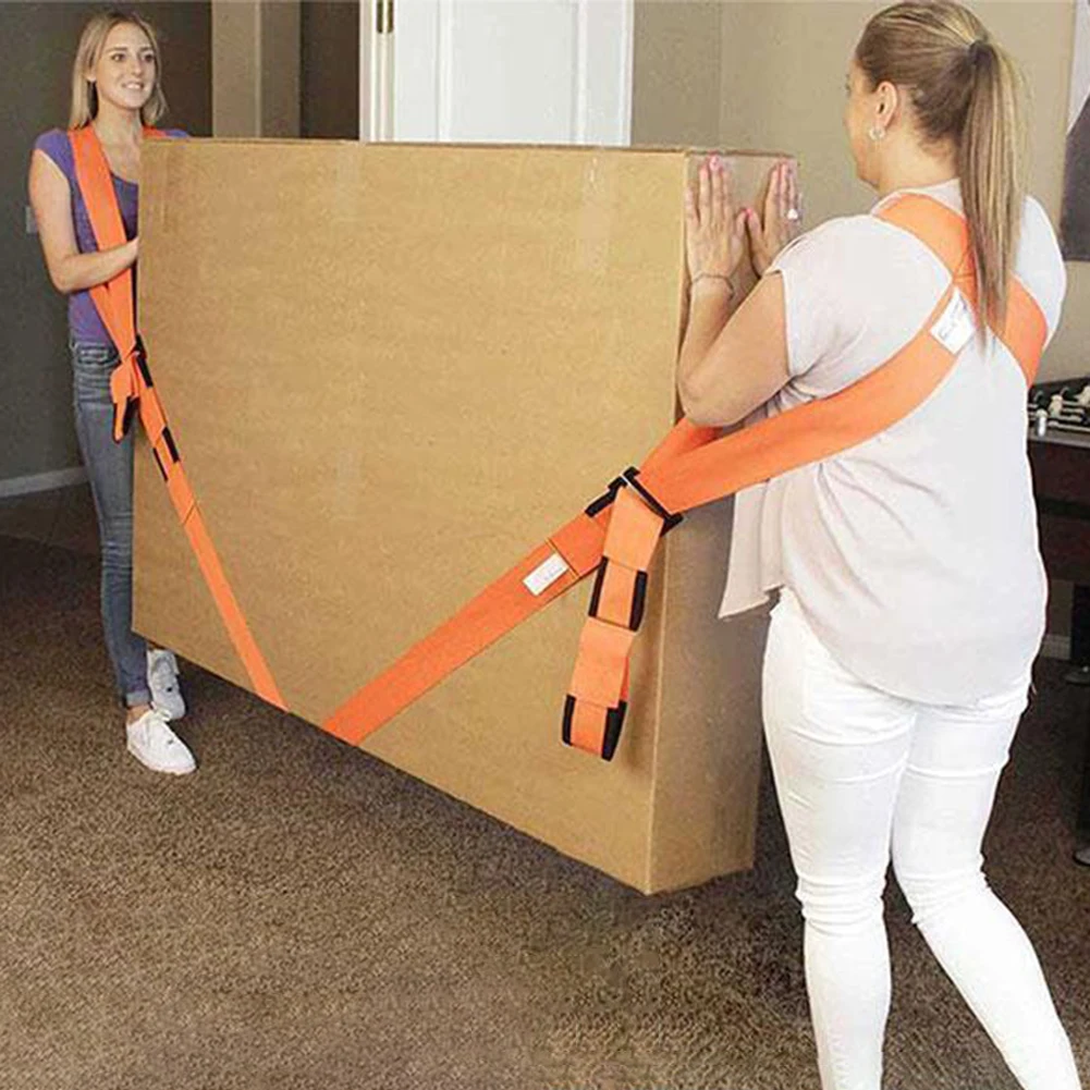 Labor Saving Furniture Moving Belt Rope Tension 2-Person Lifting Straps Lift Move Carry Appliances Mattresses Up Safely Easily