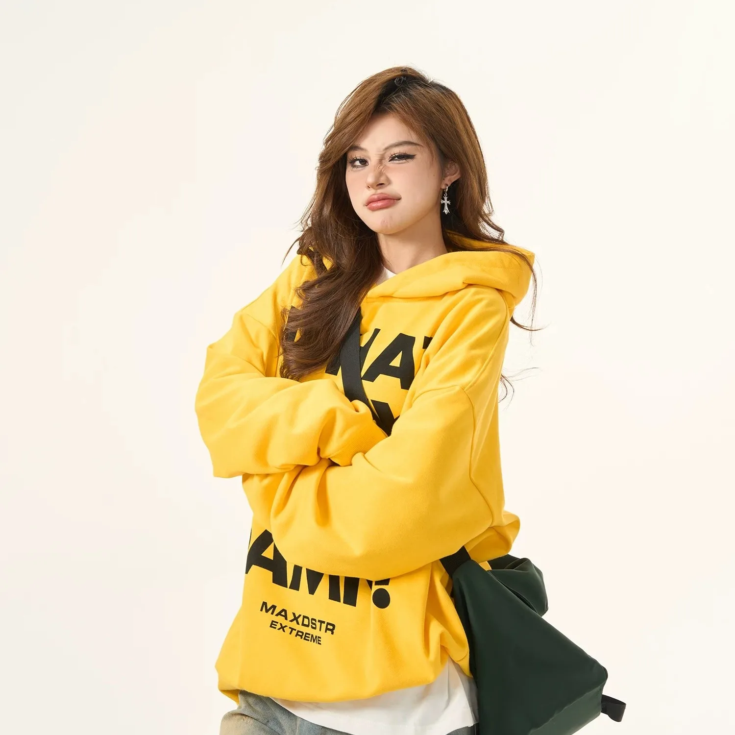 Autumn New Women\'s Yellow Hoodie Korean Version of High Street Harajuku Letter Printed Hooded T-shirt Fashion Women\'s Clothing