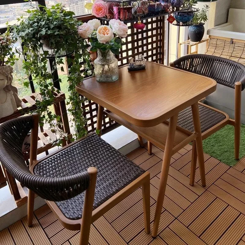 Outdoor balcony tea table and chairs, one table and two chairs, small apartment, three-piece combination of tea-making