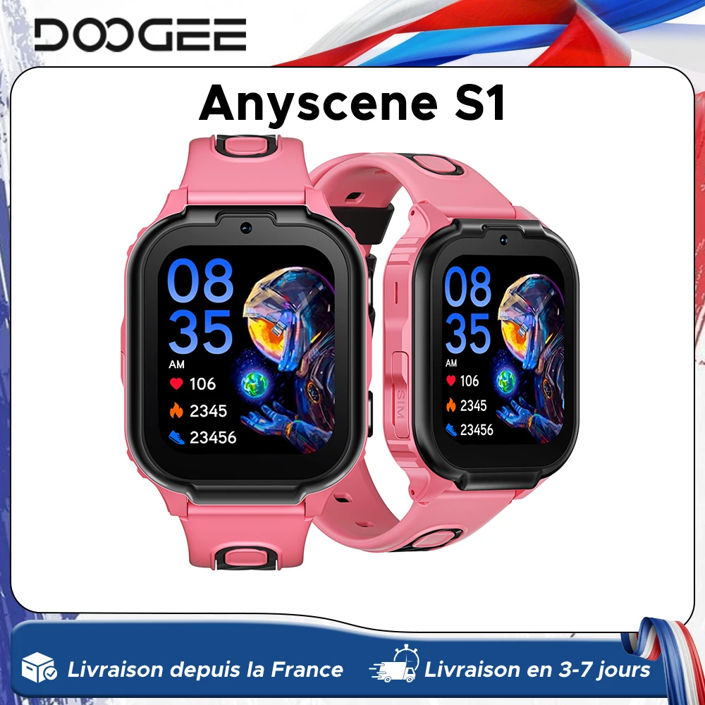 DOOGEE Anyscene S1 Kinderuhr GPS-Positionierung Videoanruf Gesundheitsüberwachung 1GB RAM 8GB ROM 1,83'' Bildschirm 4G LTE Smartwatch