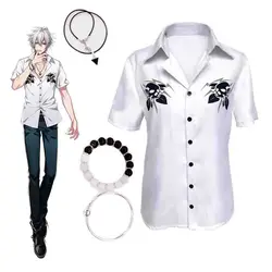 Hot Hypnosis MIC Division Rap DRB Samatoki Aohitsugi Ichiro Yamada Cosplay Costumes for Women Men Adults T-shirt Necklace Wig