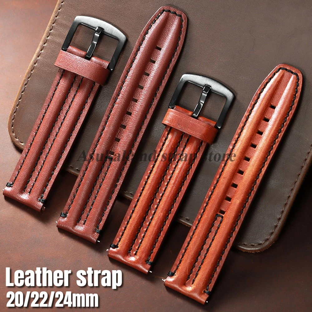 جلد البقر حزام 20 مللي متر 24 مللي متر ل Seiko ل أوميغا 22 مللي متر حزام (استيك) ساعة لهواوي ساعة GT5 الإفراج السريع الرجال ساعة اكسسوارات