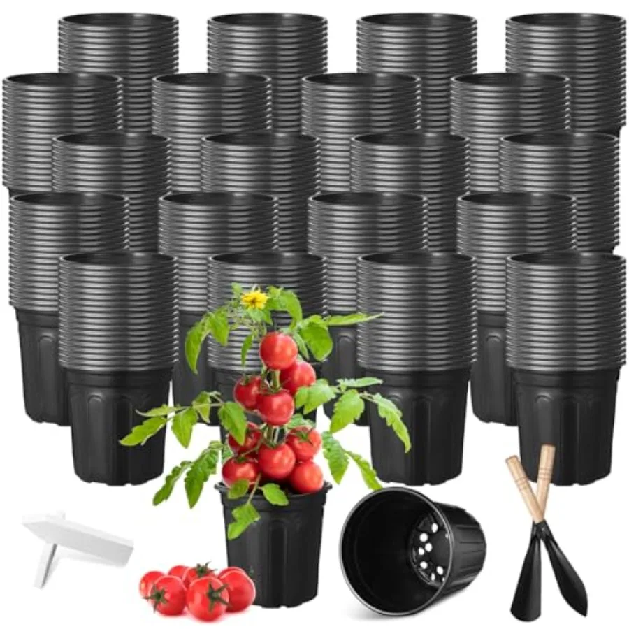Gardening application, plastic, black, thickened soft material with drainage holes and included small shovel for succulents