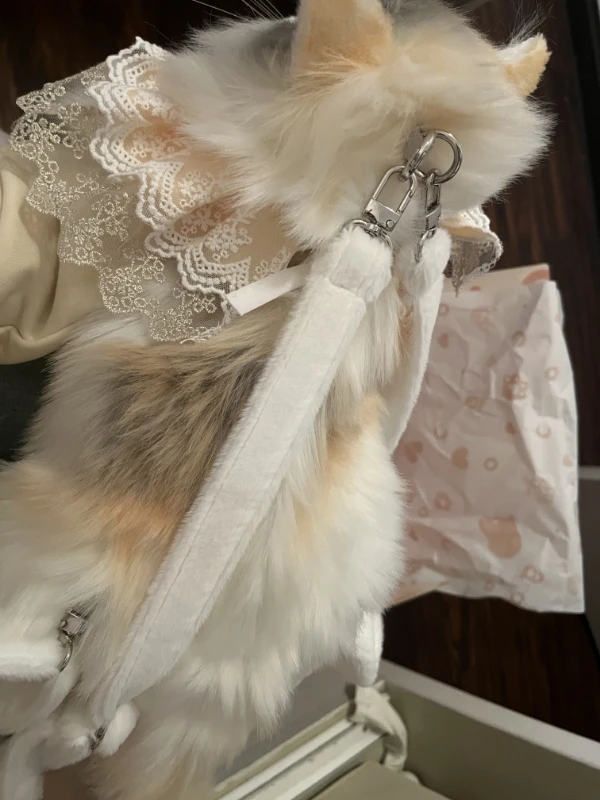 Simulation three-cat cat backpack kitten bag backpack doll plush toys for friends girl children's birthday gift