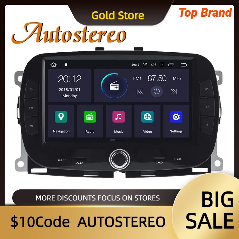 Carplay Android 13 Car DVD Player For Fiat 500 2015-2019 Head Unit GPS Navigation Radio Tape Recorder Multimedia Player