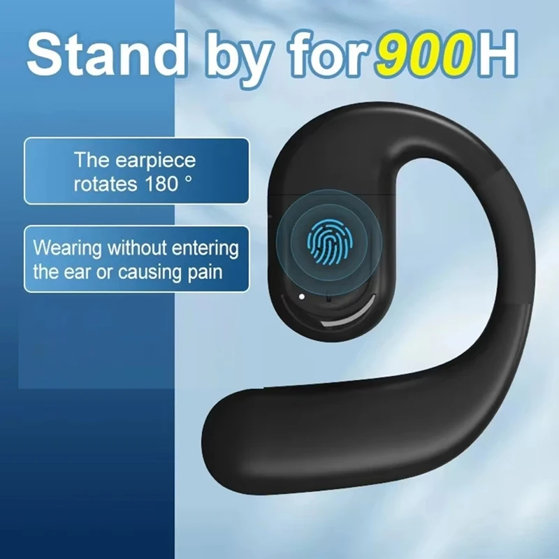 BNVN-Nuevo auricular inalámbrico empresarial 180 °   Giratorio Bluetooth 5. 4 Auriculares con gancho para la oreja Conucción de aire Control táctil Deportes Hifi