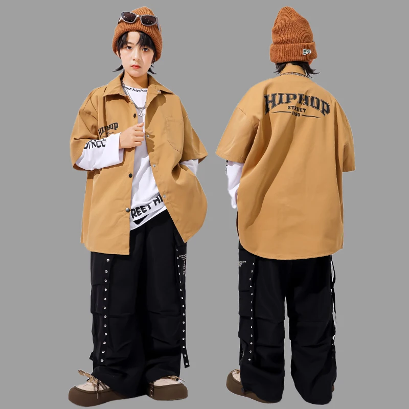 Kids Hiphop Dance Rapper Clothes Outfit Japanese Boys Hip-hop Style y2k Streetwear Accessories Child Fashion Performance Costume